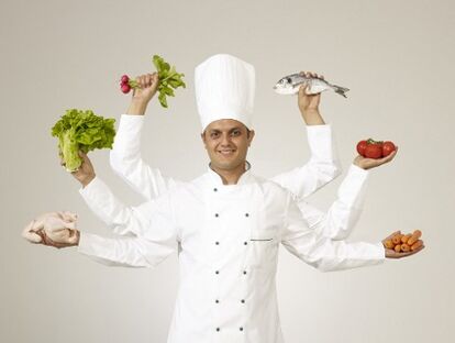 O cociñeiro simboliza a dieta de 6 flores